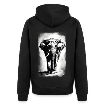 Elefant | Wildtier | Afrika | Kindermotive - Unisex Premium Bio Zip Hoodie - Schwarz - Hinten - Nico (187cm)
