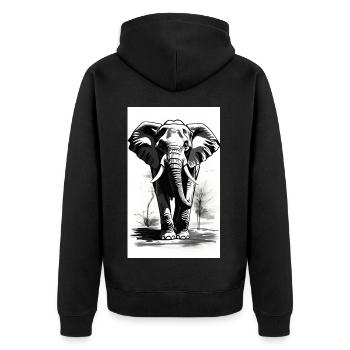 Elefant | Wildtier | Afrika | Kindermotive - Unisex Premium Bio Zip Hoodie - Schwarz - Hinten - Nico (187cm)