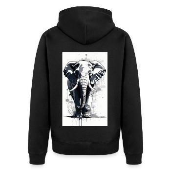 Elefant | Wildtier | Afrika | Kindermotive - Unisex Premium Bio Zip Hoodie - Schwarz - Hinten - Nico (187cm)