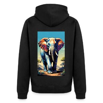 Elefant | Wildtier | Afrika | Kindermotive - Unisex Premium Bio Zip Hoodie - Schwarz - Hinten - Nico (187cm)