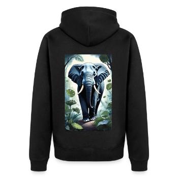 Elefant | Wildtier | Afrika | Kindermotive - Unisex Premium Bio Zip Hoodie - Schwarz - Hinten - Nico (187cm)