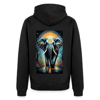 Elefant | Wildtier | Afrika | Kindermotive - Unisex Premium Bio Zip Hoodie - Schwarz - Hinten - Nico (187cm)