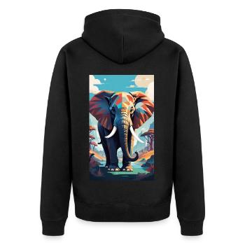 Elefant | Wildtier | Afrika | Kindermotive - Unisex Premium Bio Zip Hoodie - Schwarz - Hinten - Nico (187cm)