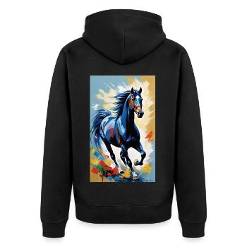 Cheval | Équitation | Animaux | Monture | Coloré - Veste à capuche bio Premium Unisexe - noir - Dos - Nico (187cm)