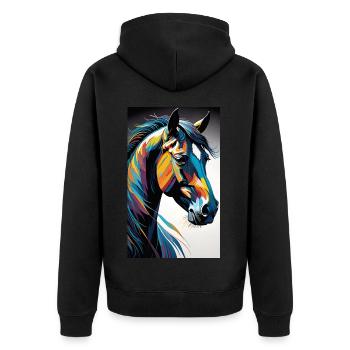 Cheval | Équitation | Animaux | Monture | Coloré - Veste à capuche bio Premium Unisexe - noir - Dos - Nico (187cm)