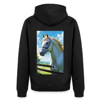 Cheval | Équitation | Animaux | Monture | Coloré - Veste à capuche bio Premium Unisexe - noir - Dos - Nico (187cm)