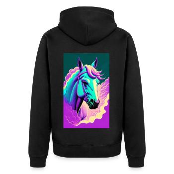 Cheval | Équitation | Animaux | Monture | Coloré - Veste à capuche bio Premium Unisexe - noir - Dos - Nico (187cm)