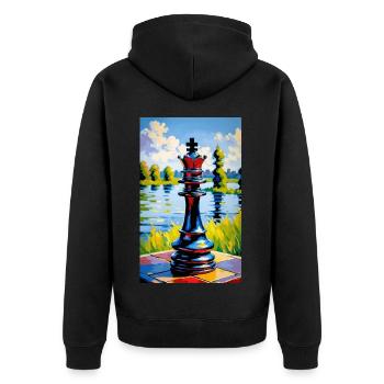 Schach | Schachfigur | Schachspieler - Unisex Premium Bio Zip Hoodie - Schwarz - Hinten - Nico (187cm)