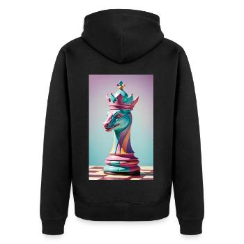 Schach | Schachfigur | Schachspieler - Unisex Premium Bio Zip Hoodie - Schwarz - Hinten - Nico (187cm)