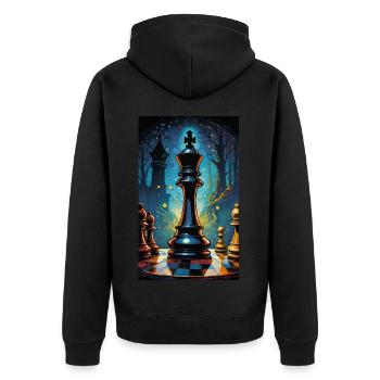 Schach | Schachfigur | Schachspieler - Unisex Premium Bio Zip Hoodie - Schwarz - Hinten - Nico (187cm)