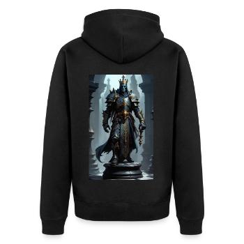 Schach | Schachfigur | Schachspieler - Unisex Premium Bio Zip Hoodie - Schwarz - Hinten - Nico (187cm)
