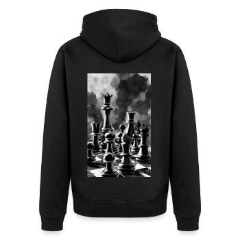 Schach | Schachfigur | Schachspieler - Unisex Premium Bio Zip Hoodie - Schwarz - Hinten - Nico (187cm)