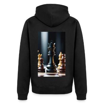 Schach | Schachfigur | Schachspieler - Unisex Premium Bio Zip Hoodie - Schwarz - Hinten - Nico (187cm)