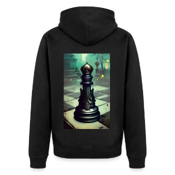 Schach | Schachfigur | Schachspieler - Unisex Premium Bio Zip Hoodie - Schwarz - Hinten - Nico (187cm)