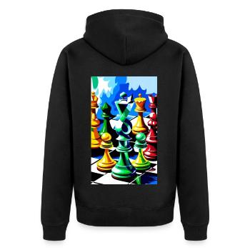 Échecs | Pièce d’échecs | Joueur d’échecs - Veste à capuche bio Premium Unisexe - noir - Dos - Nico (187cm)