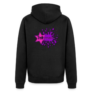 Tollpatsch 3.0 - Unisex Premium Bio Zip Hoodie - Schwarz - Hinten - Nico (187cm)