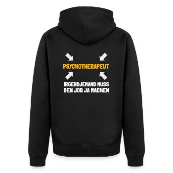 Psychotherapeut ist mein Beruf - Unisex Premium Bio Zip Hoodie - Schwarz - Hinten - Nico (187cm)