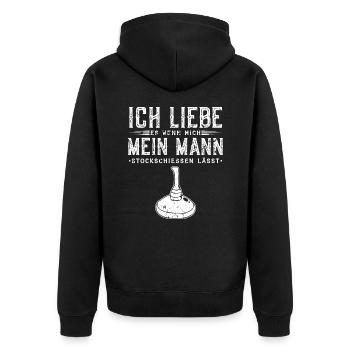 Ich Liebe Mein Mann Stockschießen Eisstock - Unisex Premium Bio Zip Hoodie - Schwarz - Hinten - Nico (187cm)