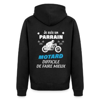 Parrain Motard Citation - Veste à capuche bio Premium Unisexe - noir - Dos - Nico (187cm)