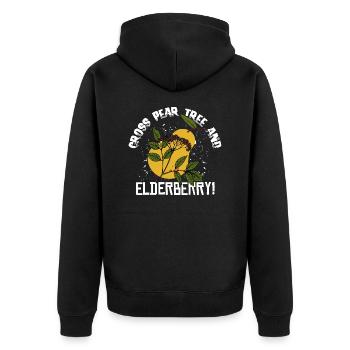 Pear tree elderberry! - Denglish Sprüche Denglisch - Unisex Premium Bio Zip Hoodie - Schwarz - Hinten - Nico (187cm)
