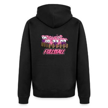 Full Stall Schweine Paragliding - Unisex Premium Bio Zip Hoodie - Schwarz - Hinten - Nico (187cm)