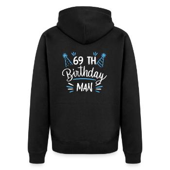 69 ans - cadeau d'anniversaire 69 ans - Veste à capuche bio Premium Unisexe - noir - Dos - Nico (187cm)