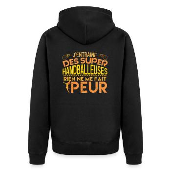 coach handball Cadeau pour le coach Handball !! - Veste à capuche bio Premium Unisexe - noir - Dos - Nico (187cm)