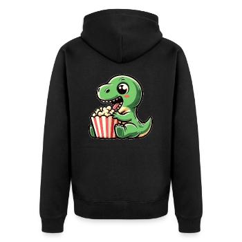 Dino mit Popcorn, Karneval im Kino - Unisex Premium Bio Zip Hoodie - Schwarz - Hinten - Nico (187cm)