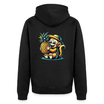 Singe Chimpanzé Ananas Bande dessinée Fruité Sucré - Veste à capuche bio Premium Unisexe - noir - Dos - Nico (187cm)