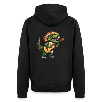 Cinco de Mayo T-Rex Cool - Unisex Premium Bio Zip Hoodie - Schwarz - Hinten - Nico (187cm)