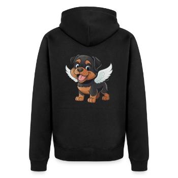 Dessin animé mignon d’ange Rottweiler - Veste à capuche bio Premium Unisexe - noir - Dos - Nico (187cm)
