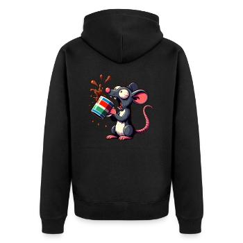Maus mit Kaffee Koffeinschock - Unisex Premium Bio Zip Hoodie - Schwarz - Hinten - Nico (187cm)