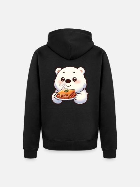Isbjørn nyder italiensk lasagne - Premium økologisk unisex-hættejakke - sort