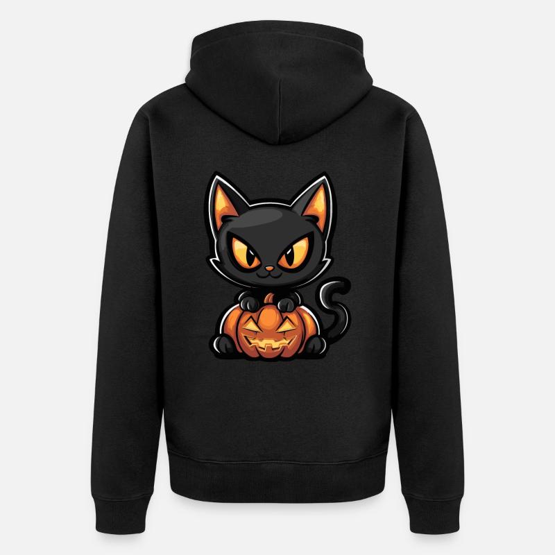 Chat Halloween Chat - Veste à capuche bio Premium Unisexe - noir