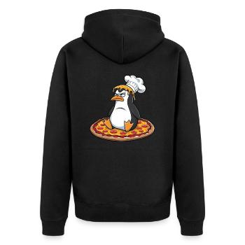 mignon pingouin chef pizza dessin animé maladroit - Veste à capuche bio Premium Unisexe - noir - Dos - Nico (187cm)