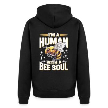 Honigbiene Imker Bienen Biene - Unisex Premium Bio Zip Hoodie - Schwarz - Hinten - Nico (187cm)