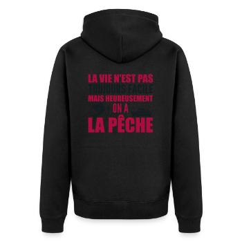 La vie n'est pas toujours facile, pêche - Veste à capuche bio Premium Unisexe - noir - Dos - Nico (187cm)