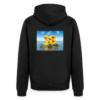 Year 18 - Unisex Premium Organic Zip Hoodie - black - Back - Nico (187cm)
