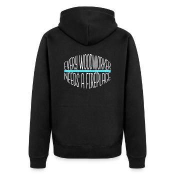 carpenter funny chop wood apprentice quote - Unisex Premium Bio Zip Hoodie - Schwarz - Hinten - Nico (187cm)