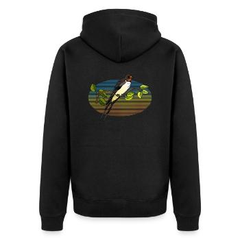 Vogel - Unisex Premium Bio Zip Hoodie - Schwarz - Hinten - Nico (187cm)