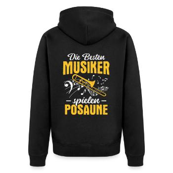 Posaunist Die besten Musiker spielen Posaune - Unisex Premium Bio Zip Hoodie - Schwarz - Hinten - Nico (187cm)