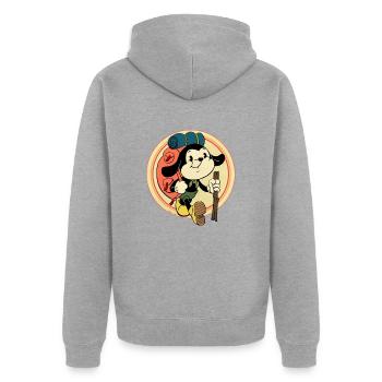 Vintage Backpacker Cartoon - Unisex Premium Bio Zip Hoodie - Grau meliert - Hinten - Nico (187cm)