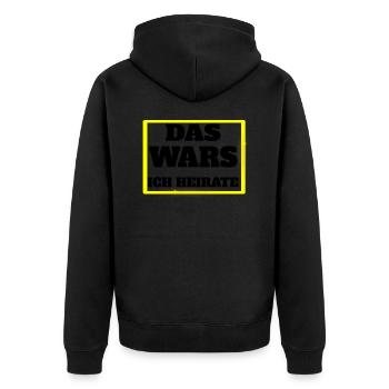 DAS WARS, ICH HEIRATE - Unisex Premium Bio Zip Hoodie - Schwarz - Hinten - Nico (187cm)