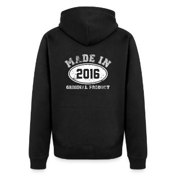 made in 2016 Original product - anniversaire - Veste à capuche bio Premium Unisexe - noir - Dos - Nico (187cm)