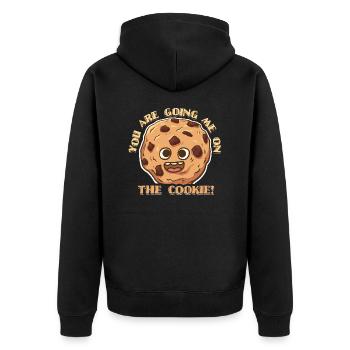 On the cookie! - Denglish Sprüche Denglisch - Unisex Premium Bio Zip Hoodie - Schwarz - Hinten - Nico (187cm)