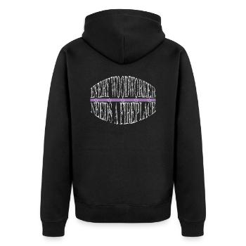 chop wood job humor quote funny happy love - Unisex Premium Bio Zip Hoodie - Schwarz - Hinten - Nico (187cm)