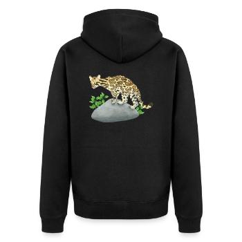 small ocelot - Unisex Premium Organic Zip Hoodie - black - Back - Nico (187cm)