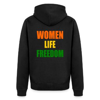 Women life freedom - Unisex Premium Organic Zip Hoodie - black - Back - Nico (187cm)