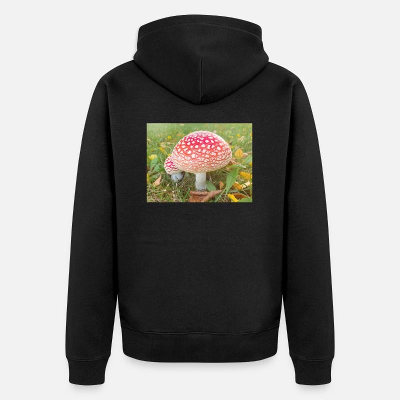 fly agaric also toadstool - Unisex Premium Organic Zip Hoodie - black