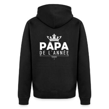 cadeau pour papa Fête des pères, Papa de l’année - Veste à capuche bio Premium Unisexe - noir - Dos - Nico (187cm)